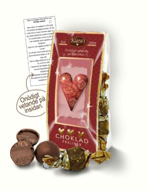 Chokladpraliner i fin kärleks förpackning.