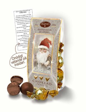 Chokladpraliner från Klara´s Goda Presenter med budskapet God Jul