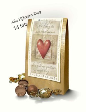 Chokladpraliner i kärleksförpackning från Klara´s Goda Presenter