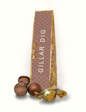 Chokladkort med texten "Gillar dig"