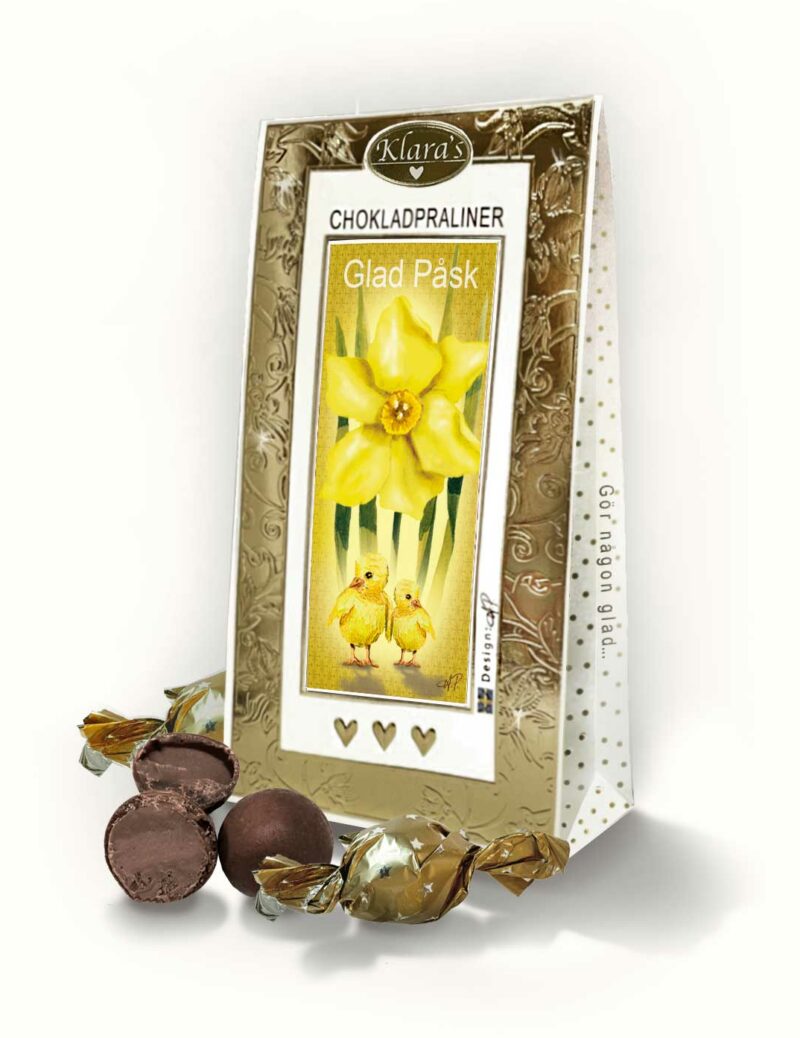Chokladpraliner till Påsk. Fin presentförpackning från Klara´s Goda Presenter.