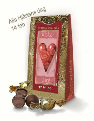 Chokladpraliner med fina budskap i vackra presentförpackningar