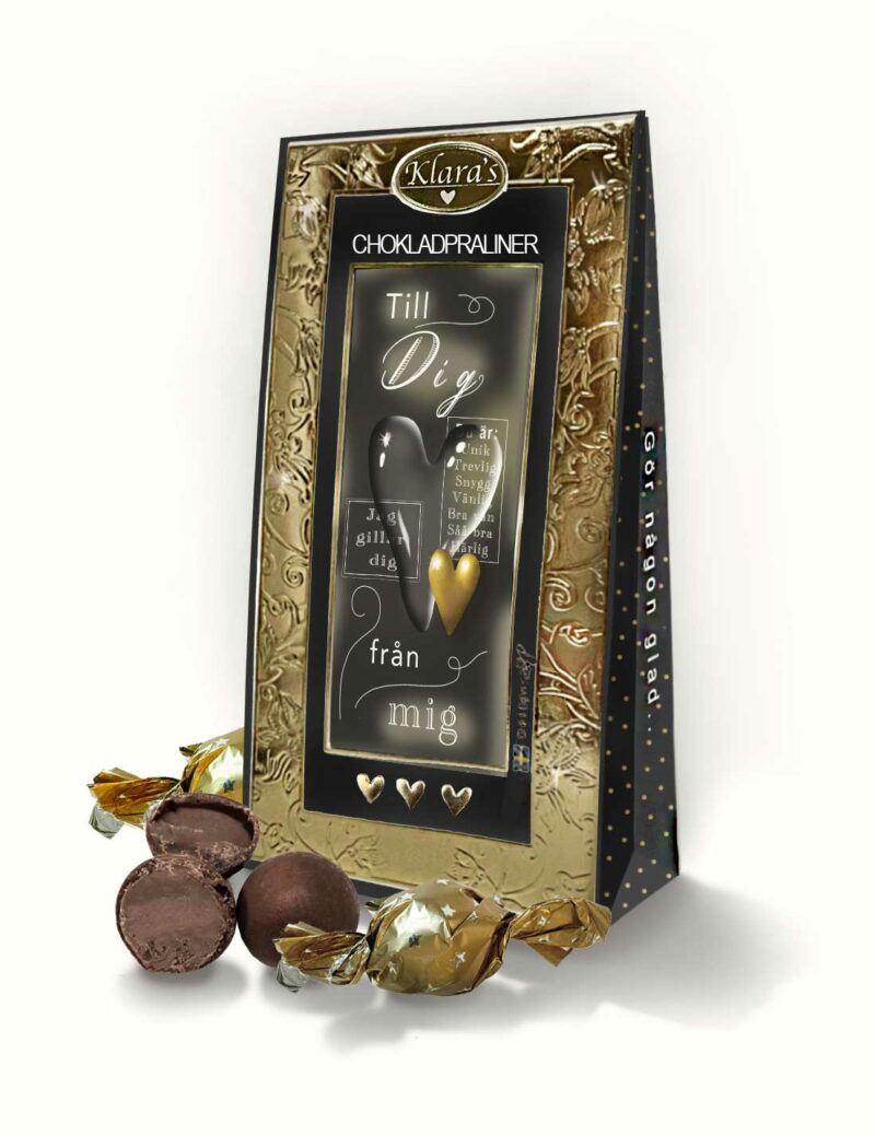 Chokladpraliner i vacker förpackning med budskapet "Till Dig från mig"