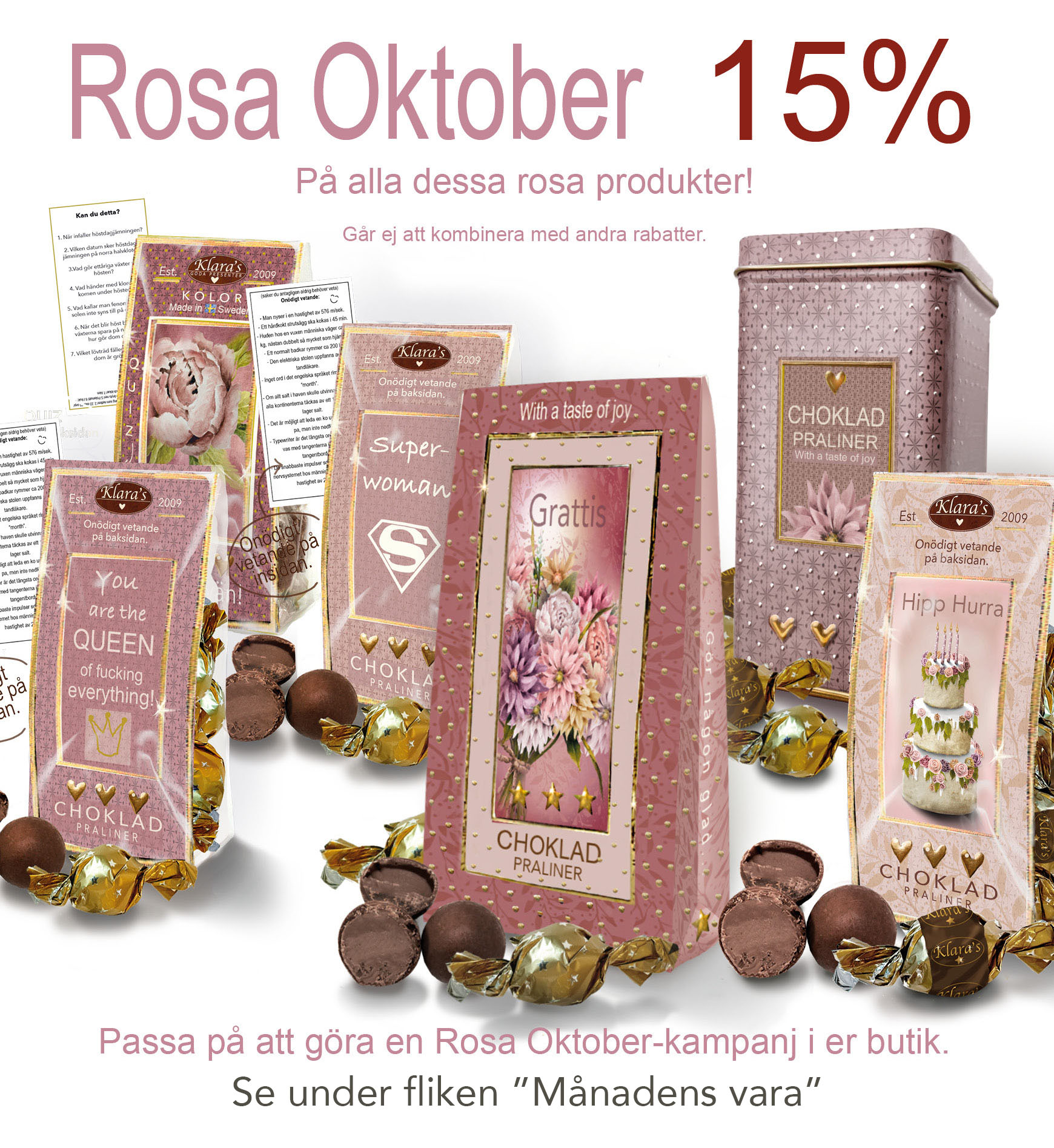 Rosa oktober med varor från Klaras Goda Presenter 