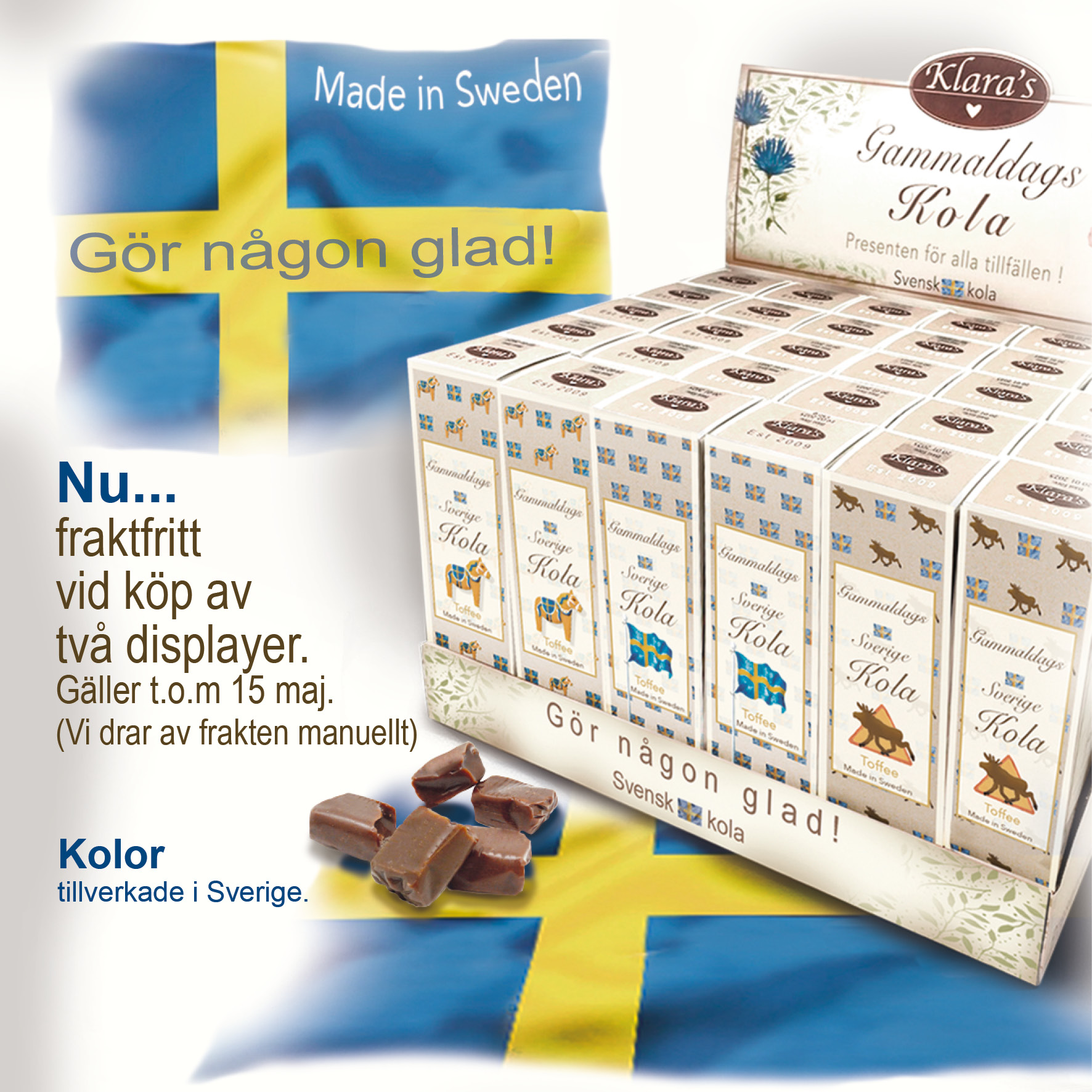Sverige kolor i fina förpackningar från Klara´s Goda Presenter